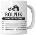 Kubek 330 ml - "Rolnik - stawka godzinowa" + Twój Nadruk