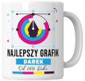 Kubek 330 ml - "Najlepszy grafik" + Twój Nadruk + Rocznik