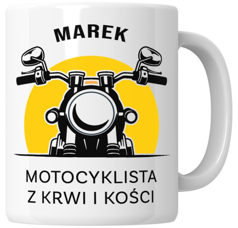 Kubek 330 ml - "Motocyklista z krwi i kości" + Twój Nadruk
