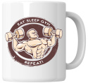 Kubek 330 ml - "Eat, sleep, gym, repeat!" + Twój Nadruk