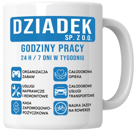 Kubek 330 ml - "Dziadek Sp. z o.o." + Twój Nadruk Kubek 330 ml - "Dziadek Sp. z o.o." + Twój Nadruk