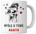 Kubek 330 ml - "Myślę o tobie" + Twój Nadruk