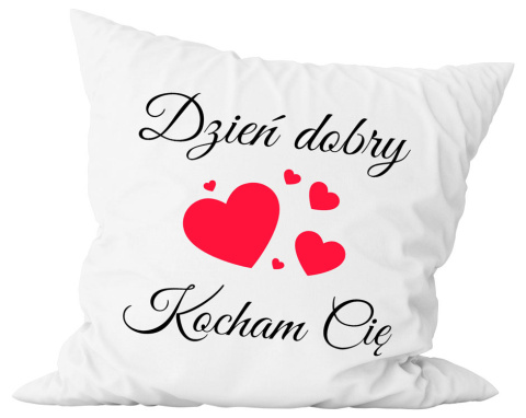 Poduszka komplet - "Dzień dobry, kocham cię" + Twój Nadruk Poduszka komplet - "Dzień dobry, kocham cię" + Twój Nadruk