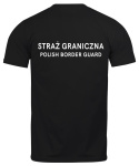 T-shirt, koszulka czarna z nadrukiem odblaskowym "Straż graniczna" 190g/m², przód, tył