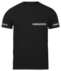T-shirt, koszulka czarna z nadrukiem odblaskowym "Farmaceuta" 190g/m², rękawki, przód, tył