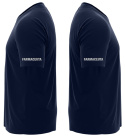 T-shirt, koszulka ciemnogranatowa z nadrukiem odblaskowym "Farmaceuta" 190g/m², rękawki, przód, tył