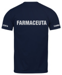 T-shirt, koszulka ciemnogranatowa z nadrukiem odblaskowym "Farmaceuta" 190g/m², rękawki, przód, tył