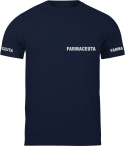 T-shirt, koszulka ciemnogranatowa z nadrukiem odblaskowym "Farmaceuta" 190g/m², rękawki, przód, tył