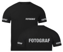 T-shirt, koszulka czarna z nadrukiem odblaskowym "Fotograf" 190g/m², rękawki, przód, tył