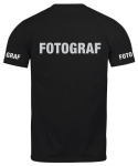T-shirt, koszulka czarna z nadrukiem odblaskowym "Fotograf" 190g/m², rękawki, przód, tył