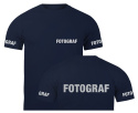 T-shirt, koszulka ciemnogranatowa z nadrukiem odblaskowym "Fotograf" 190g/m², rękawki, przód, tył
