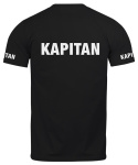 T-shirt, koszulka czarna z nadrukiem odblaskowym "Kapitan" 190g/m², rękawki, przód, tył