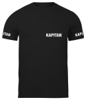 T-shirt, koszulka czarna z nadrukiem odblaskowym "Kapitan" 190g/m², rękawki, przód, tył