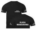 T-shirt, koszulka czarna z nadrukiem odblaskowym "Klasa mundurowa" 190g/m², rękawki, przód, tył