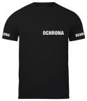 T-shirt, koszulka czarna z nadrukiem odblaskowym "Ochrona" 190g/m², rękawki, przód, tył