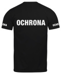 T-shirt, koszulka czarna z nadrukiem odblaskowym "Ochrona" 190g/m², rękawki, przód, tył