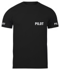 T-shirt, koszulka czarna z nadrukiem odblaskowym "Pilot" 190g/m², rękawki, przód, tył