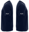 T-shirt, koszulka ciemnogranatowa z nadrukiem odblaskowym "Pilot" 190g/m², rękawki, przód, tył
