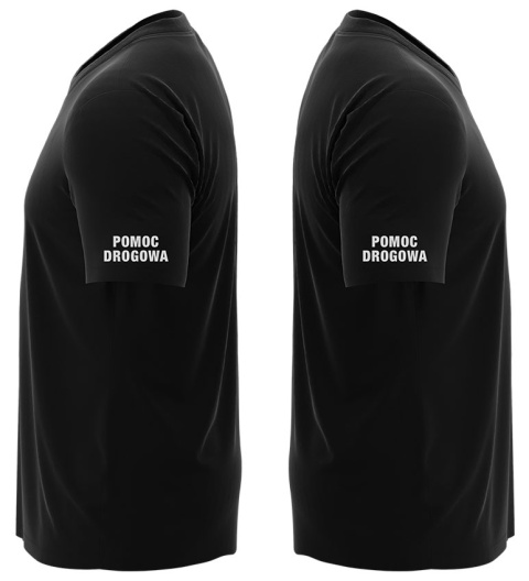 T-shirt, koszulka czarna z nadrukiem odblaskowym "Pomoc drogowa" 190g/m², rękawki, przód, tył T-shirt, koszulka czarna z nadrukiem odblaskowym "Pomoc drogowa" 190g/m², rękawki, przód, tył