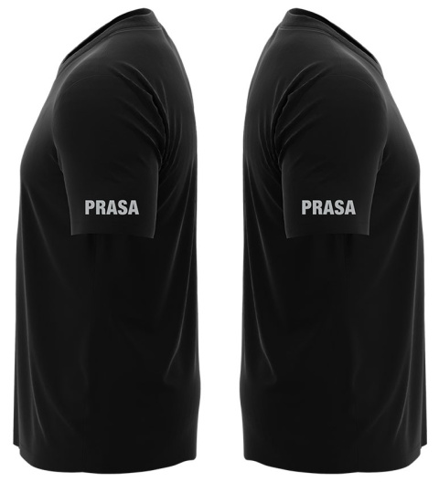 T-shirt koszulka czarna z nadrukiem odblaskowym "Prasa" 190g/m², rękawki, przód, tył T-shirt koszulka czarna z nadrukiem odblaskowym "Prasa" 190g/m², rękawki, przód, tył