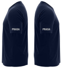 T-shirt, koszulka ciemnogranatowa z nadrukiem odblaskowym "Prasa" 190g/m², rękawki, przód, tył