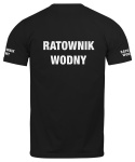 T-shirt, koszulka czarna z nadrukiem odblaskowym "Ratownik wodny" 190g/m², rękawki, przód, tył