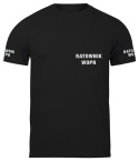 T-shirt, koszulka czarna z nadrukiem odblaskowym "Ratownik WOPR" 190g/m², rękawki, przód, tył