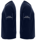 T-shirt, koszulka ciemnogranatowa z nadrukiem odblaskowym "Służba porządkowa" 190g/m², rękawki, przód, tył