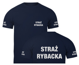 T-shirt, koszulka ciemnogranatowa z nadrukiem odblaskowym 