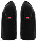 T-shirt, koszulka czarna z nadrukiem odblaskowym "Straż + flaga" 190g/m², rękawki, przód, tył