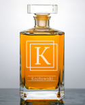 Karafka kwadratowa na alkohol 0,7L + Grawer - "Monogram"