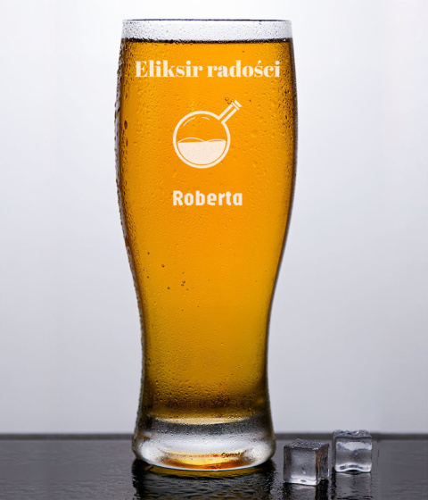 Szklanka do piwa 500 ml + Grawer - "Eliksir radości" Szklanka do piwa 500 ml + Grawer - "Eliksir radości"