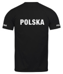 T-shirt, koszulka czarna z nadrukiem odblaskowym "Polska" 190g/m², rękawki, przód, tył