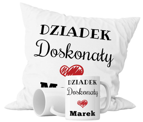 Zestaw prezentowy kubek + poduszka - "Dziadek doskonały" + Twój Nadruk Zestaw prezentowy kubek + poduszka - "Dziadek doskonały" + Twój Nadruk