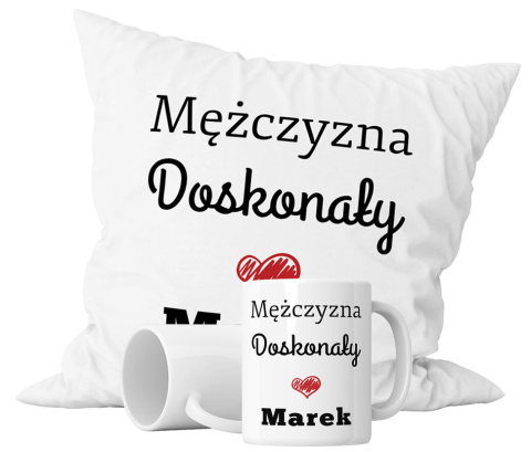 Zestaw prezentowy kubek + poduszka - "Mężczyzna doskonały" + Twój Nadruk Zestaw prezentowy kubek + poduszka - "Mężczyzna doskonały" + Twój Nadruk