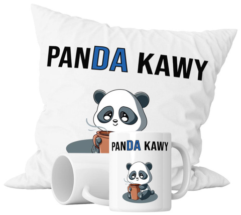 Zestaw prezentowy kubek + poduszka - "Pan da kawy" + Twój Nadruk Zestaw prezentowy kubek + poduszka - "Pan da kawy" + Twój Nadruk
