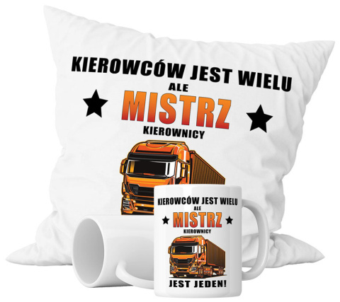 Zestaw prezentowy kubek + poduszka - "Kierowców jest wielu, ale mistrz kierownicy jest jeden!" + Twój Nadruk Zestaw prezentowy kubek + poduszka - "Kierowców jest wielu, ale mistrz kierownicy jest jeden!" + Twój Nadruk