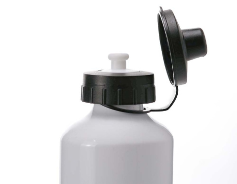 Bidon biały z karabińczykiem i ustnikiem 500 ml z nadrukiem - "Uwaga oksydian!" + Imię Bidon biały z karabińczykiem i ustnikiem 500 ml z nadrukiem - "Uwaga oksydian!" + Imię