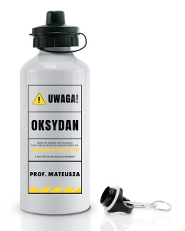 Bidon biały z karabińczykiem i ustnikiem 500 ml z nadrukiem - 