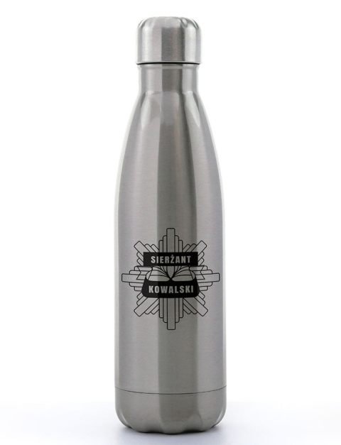 Bidon srebrny stalowy 500 ml z nadrukiem - "Sierżant - odznaka" + Nazwisko Bidon srebrny stalowy 500 ml z nadrukiem - "Sierżant - odznaka" + Nazwisko