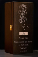 Drewniane pudełko skrzynka na whisky z grawerem - "Dla najlepszej kobiety na świecie" + Imię + Data