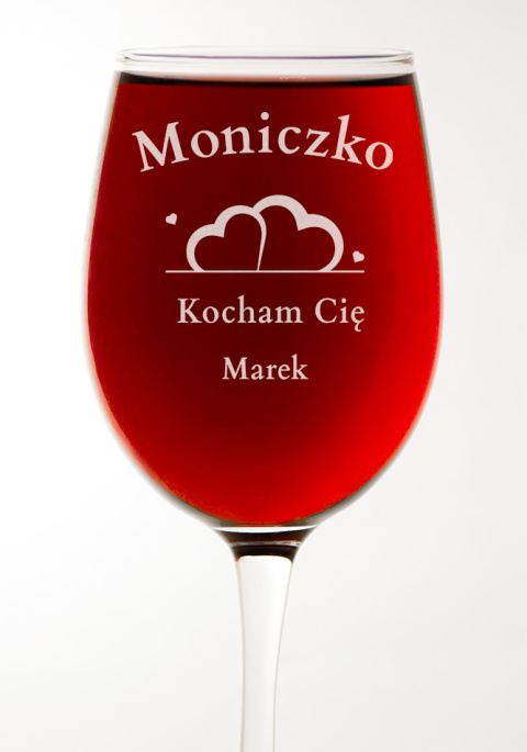 Kielich na wino czerwone 470 ml + Grawer "Kocham Cię" + Imiona Kielich na wino czerwone 470 ml + Grawer "Kocham Cię" + Imiona
