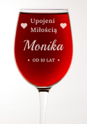 Kielich na wino czerwone 470 ml + Grawer "Upojeni miłością od...lat" + Imię