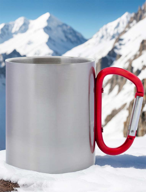 Metalowy Kubek 300 ml z karabińczykiem + Nadruk - "Mistrz tenisa" + Twoje imię Metalowy Kubek 300 ml z karabińczykiem + Nadruk - "Mistrz tenisa" + Twoje imię