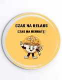 Podkładka gumowa pod kubek okrągła + Nadruk - "Czas na relaks czas na herbatę!"