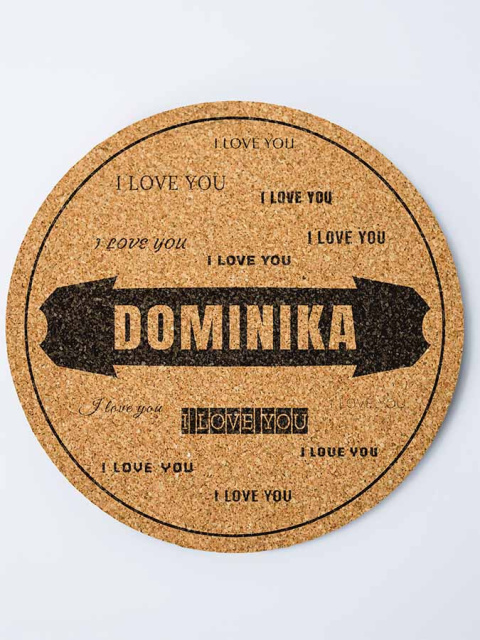 Podkładka z korka + Grawer - "I love you" + Imię Podkładka z korka + Grawer - "I love you" + Imię