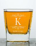 Szklanka do whisky kwadratowa + Grawer - "Monogram" + Nazwisko