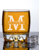 Szklanka okrągła na whisky 330 ml + Grawer "Monogram" + Nazwisko