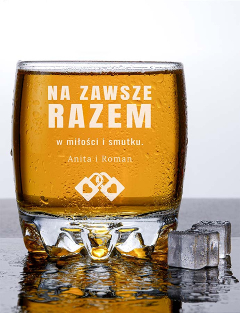 Szklanka okrągła na whisky 330 ml + Grawer "Na zawsze razem" + Imiona Szklanka okrągła na whisky 330 ml + Grawer "Na zawsze razem" + Imiona