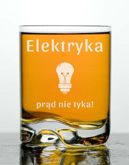 Szklanka okrągła z falowanym dnem na whisky 330 ml + Grawer 